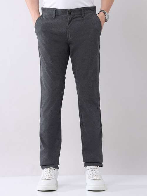 men solid mid rise flat front chinos trouser - 22092318 - Standard Image - 0
