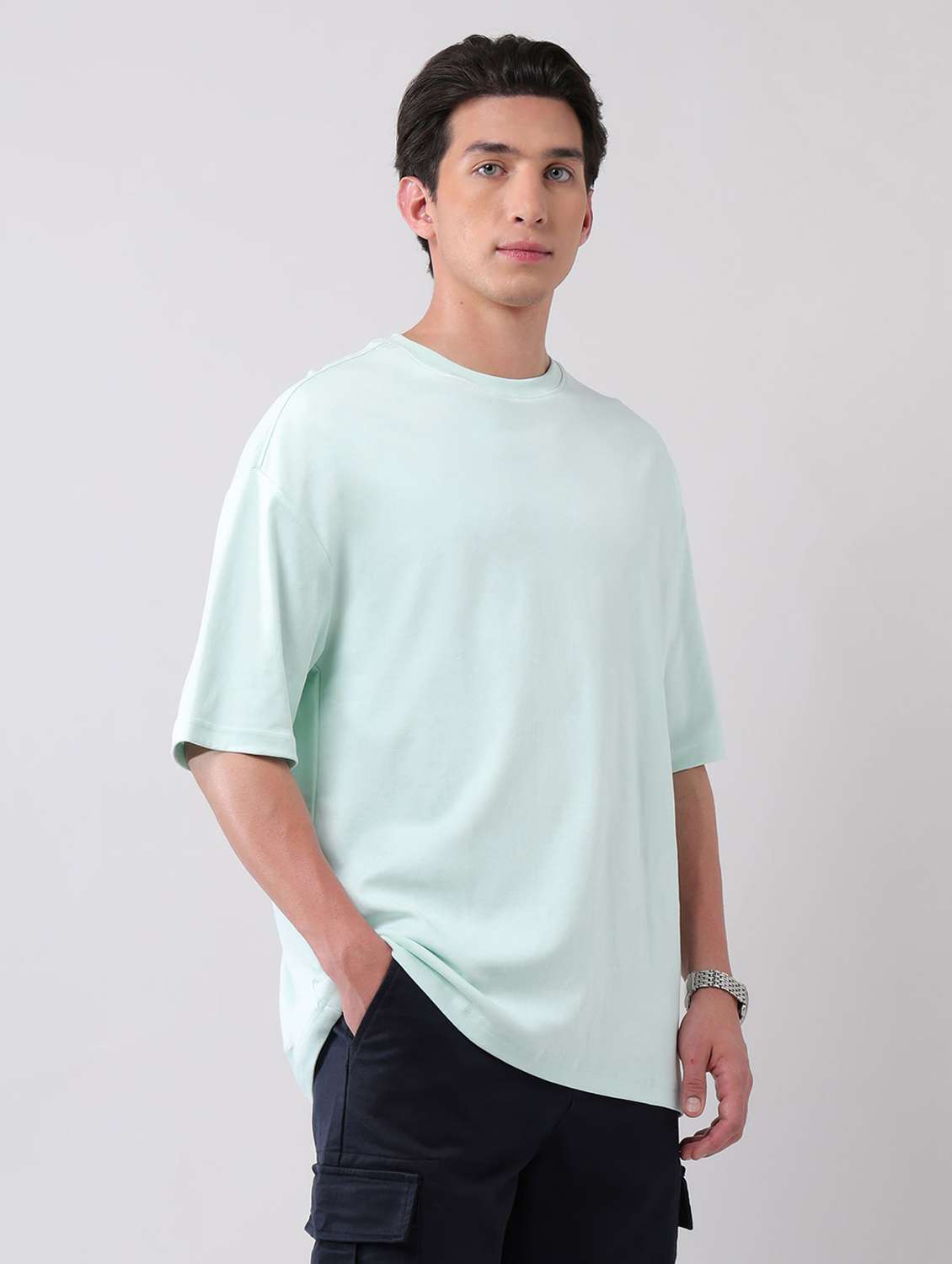 men solid short sleeve oversized t-shirt - 22092328 -  Standard Image - 1
