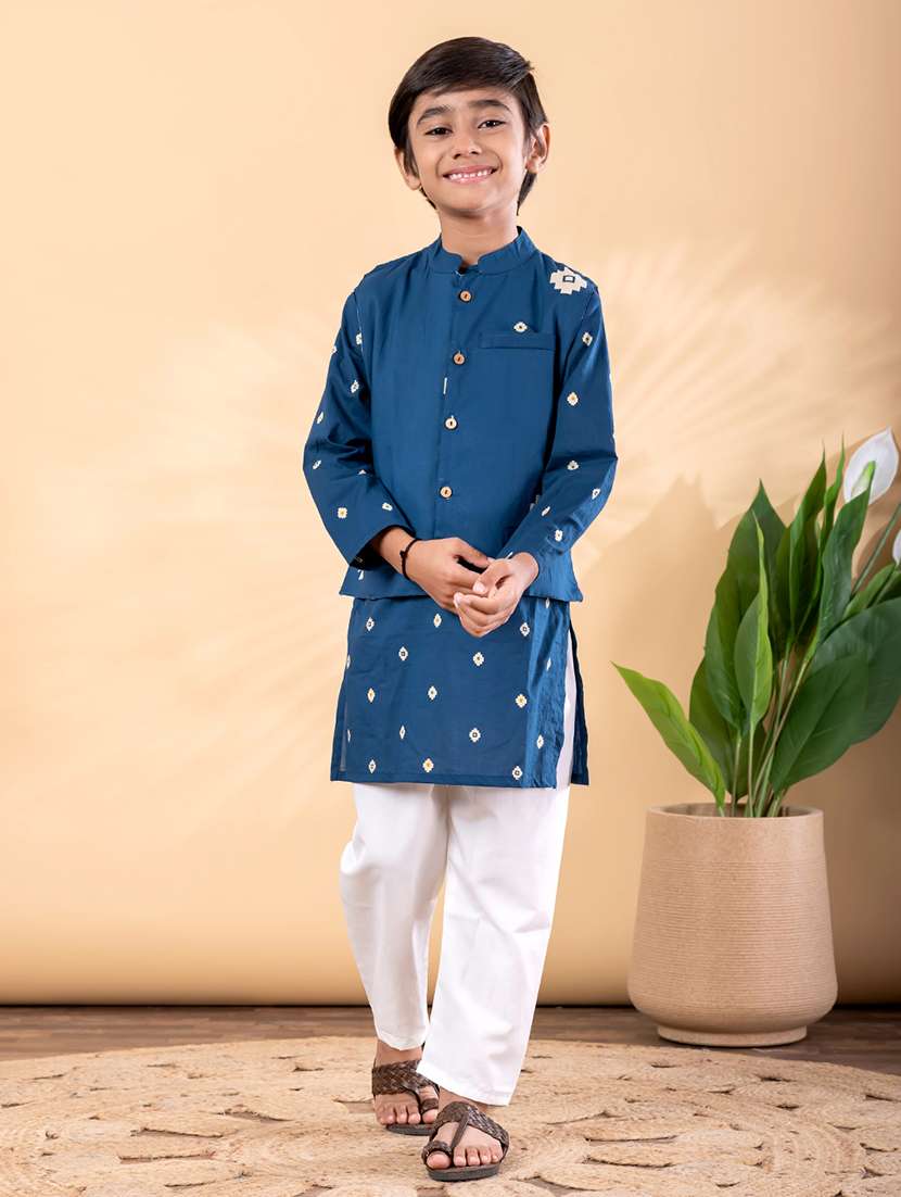 teal cotton kurta sets kurtas & set - 22092337 -  Standard Image - 1