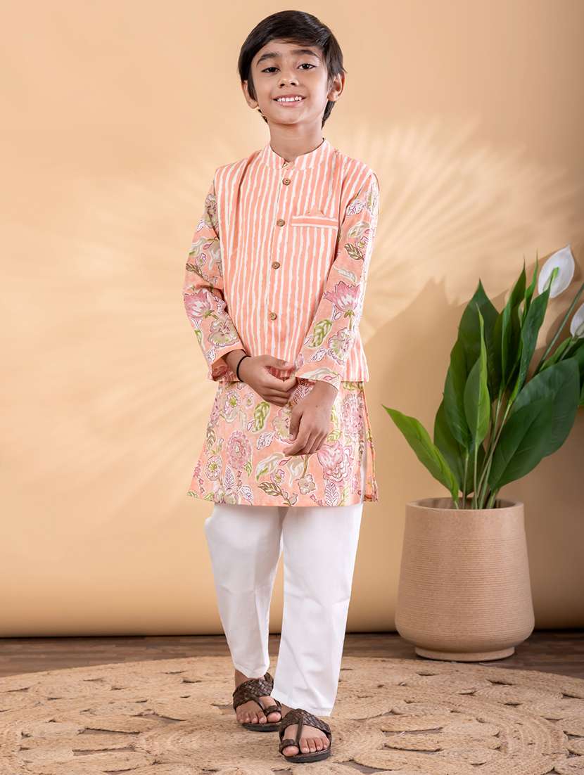peach cotton kurta sets kurtas & set - 22092340 -  Standard Image - 1