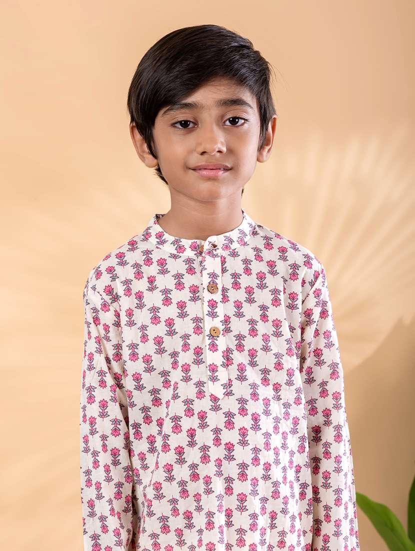 boys printed mandarin neck kurta pyjama set - 22092342 - Standard Image - 4