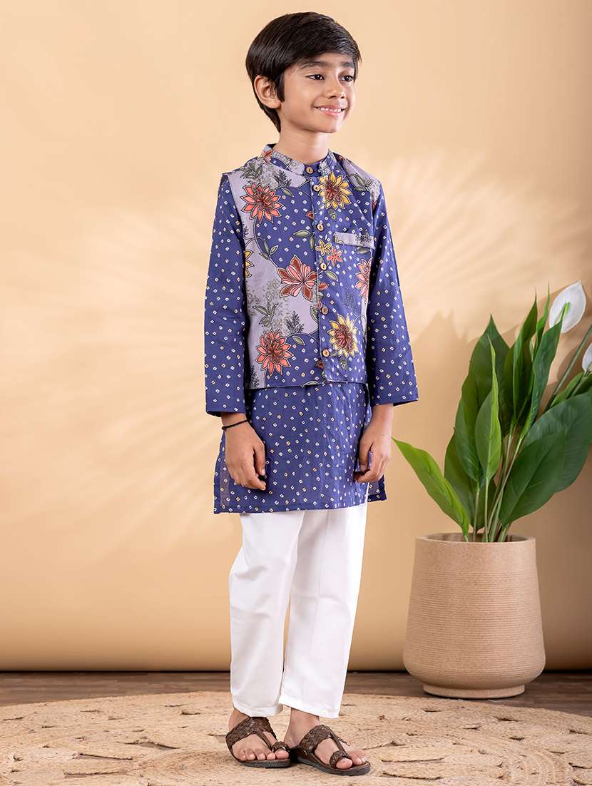 blue cotton kurta sets kurtas & set - 22092351 -  Standard Image - 1