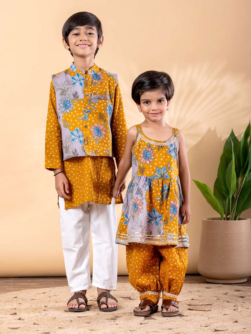 mustard cotton kurta sets kurtas & set - 22092354 -  Standard Image - 1