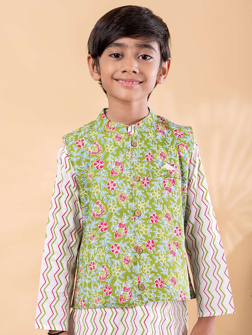 green cotton kurta sets kurtas & set - 22092356 - Standard Image - 4