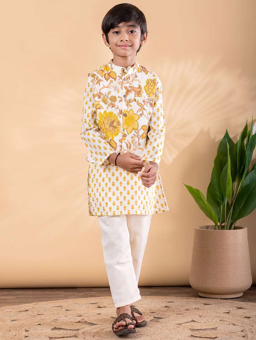 yellow cotton kurta sets kurtas & set - 22092357 -  Standard Image - 1
