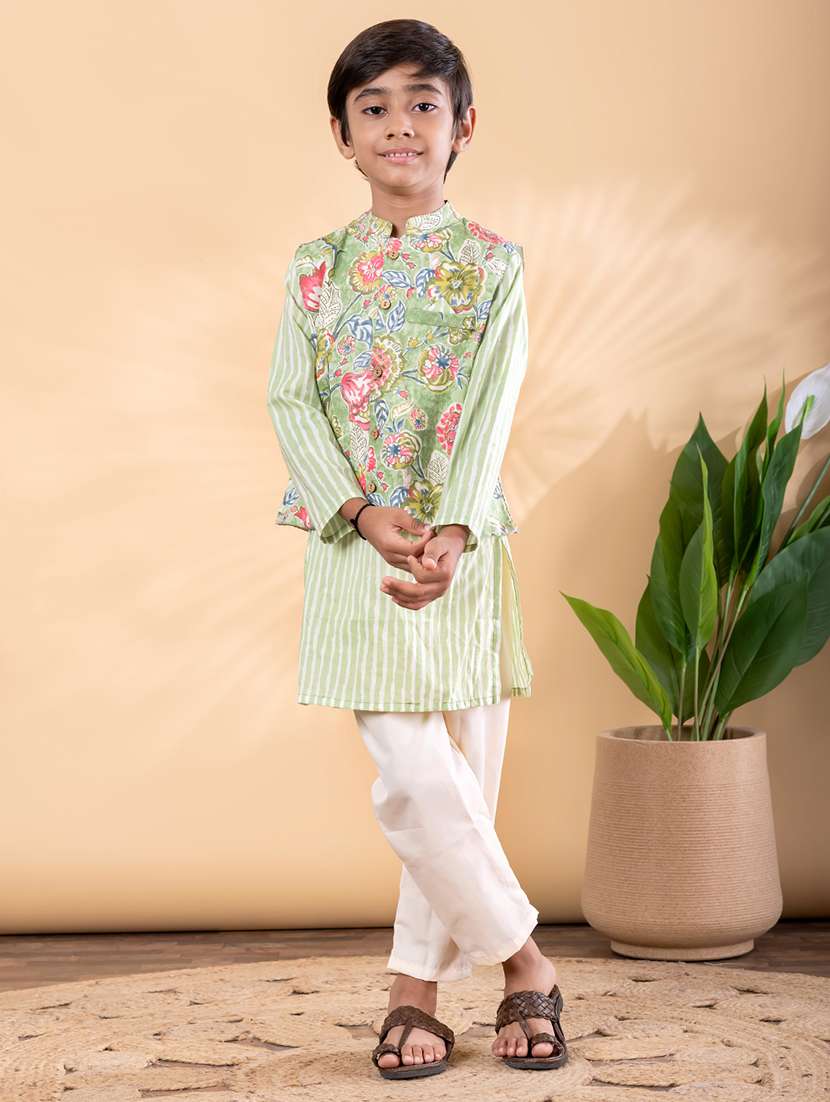 green cotton kurta sets kurtas & set - 22092358 -  Standard Image - 1