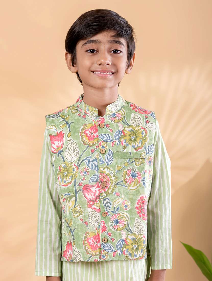 green cotton kurta sets kurtas & set - 22092358 - Standard Image - 4
