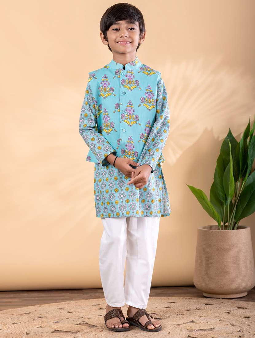 blue cotton kurta sets kurtas & set - 22092359 -  Standard Image - 1