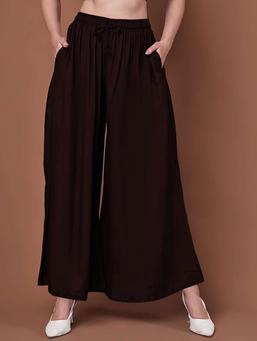 brown viscose palazzos