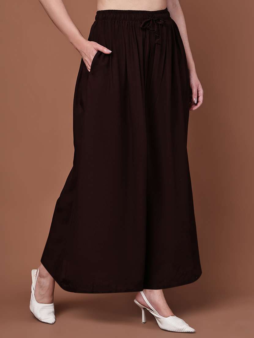 brown viscose palazzos - 22092361 -  Standard Image - 1