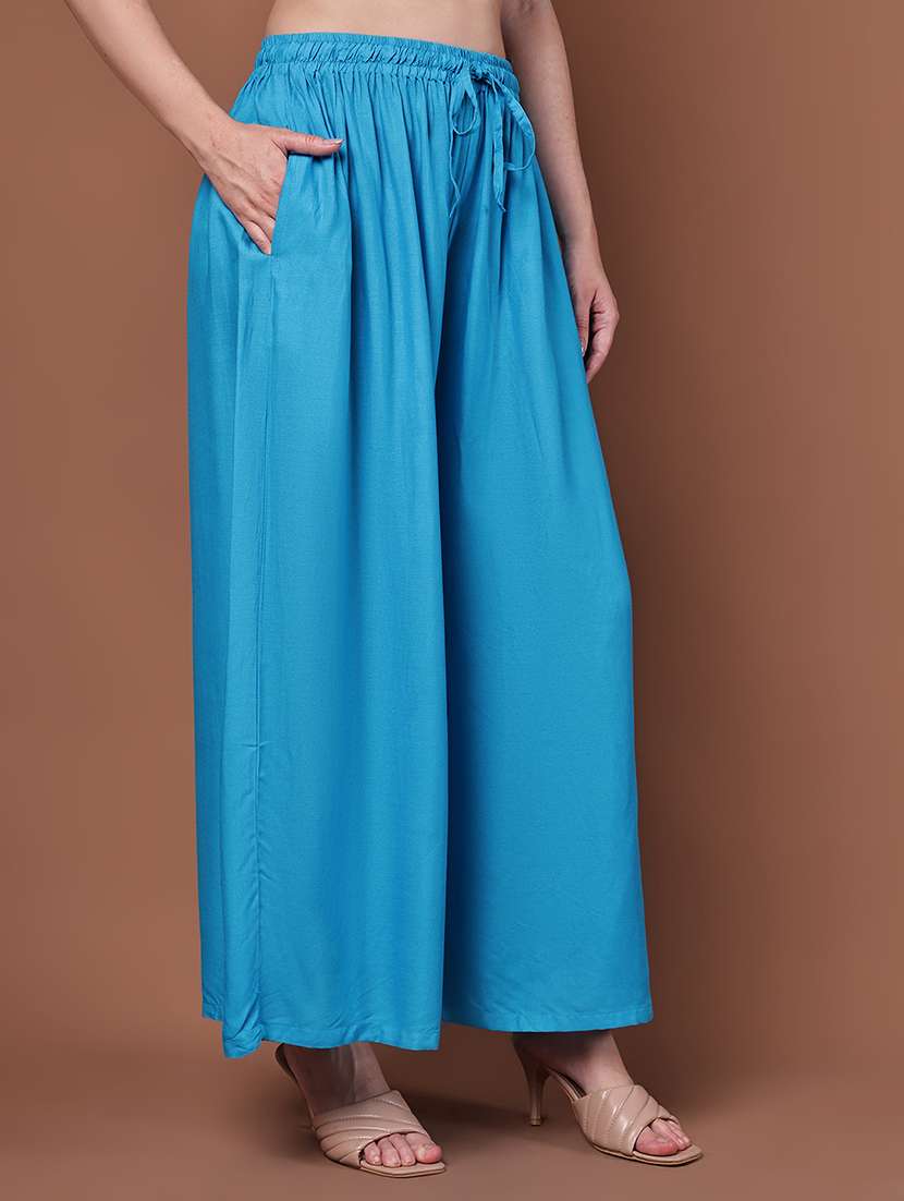 blue viscose palazzos - 22092363 -  Standard Image - 1