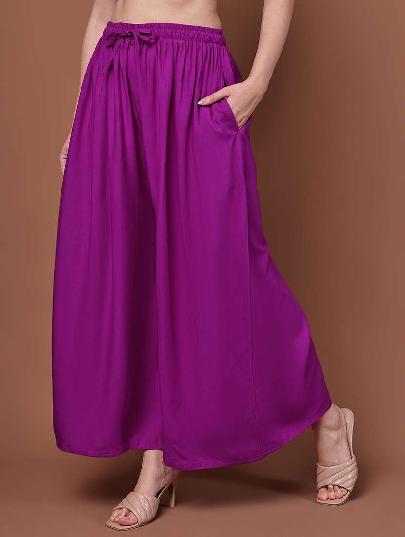 magenta viscose palazzos - 22092365 - Standard Image - 1