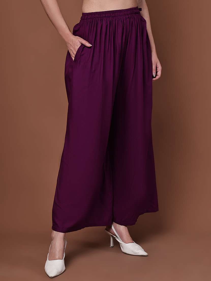purple viscose palazzos - 22092366 -  Standard Image - 1