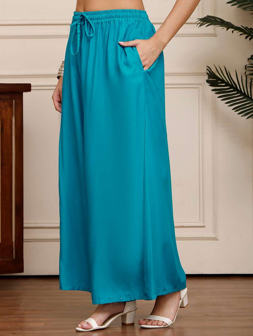 Multi Colored Viscose Palazzos - 22092375 -  Standard Image - 1