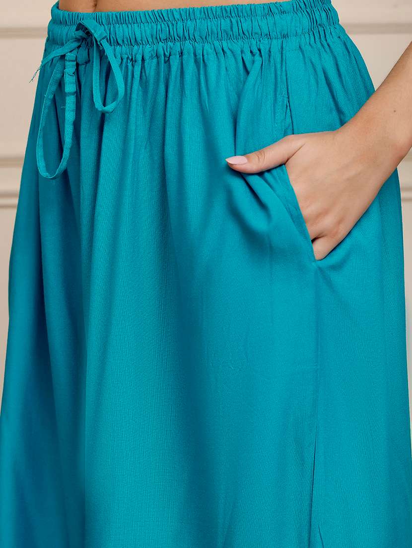 Multi Colored Viscose Palazzos - 22092375 -  Standard Image - 4