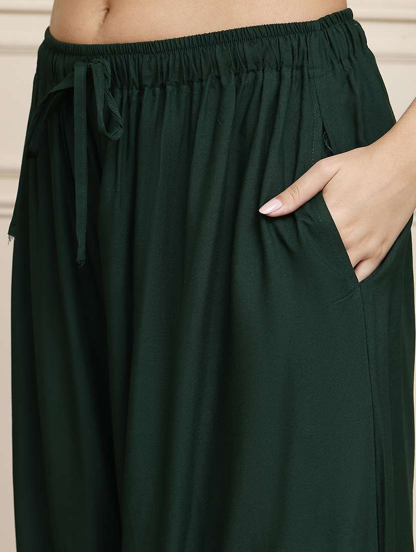 women pack of 2 solid high rise flared palazzo - 22092389 -  Standard Image - 4