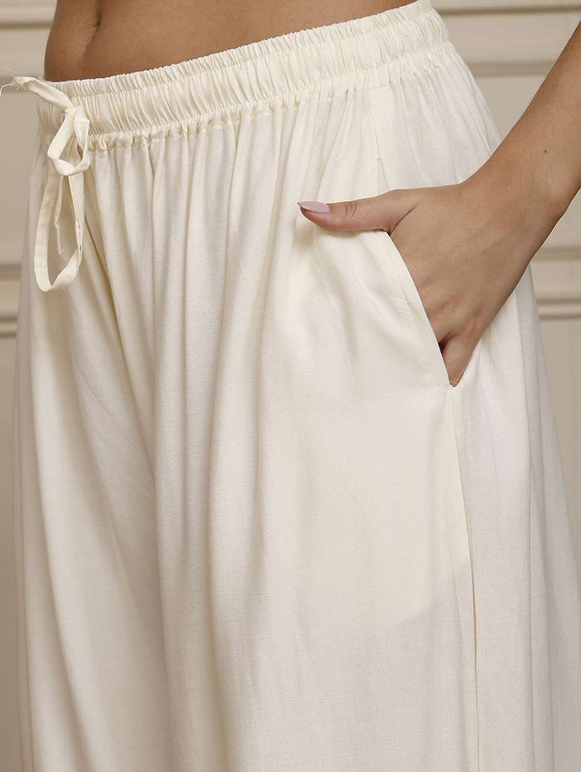 women pack of 2 solid high rise flared palazzo - 22092390 -  Standard Image - 4