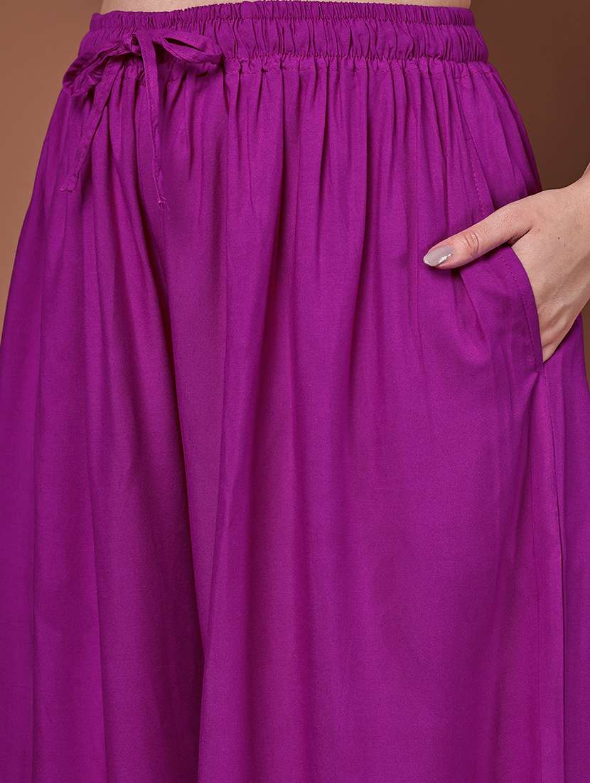 women pack of 2 solid high rise flared palazzo - 22092392 -  Standard Image - 4