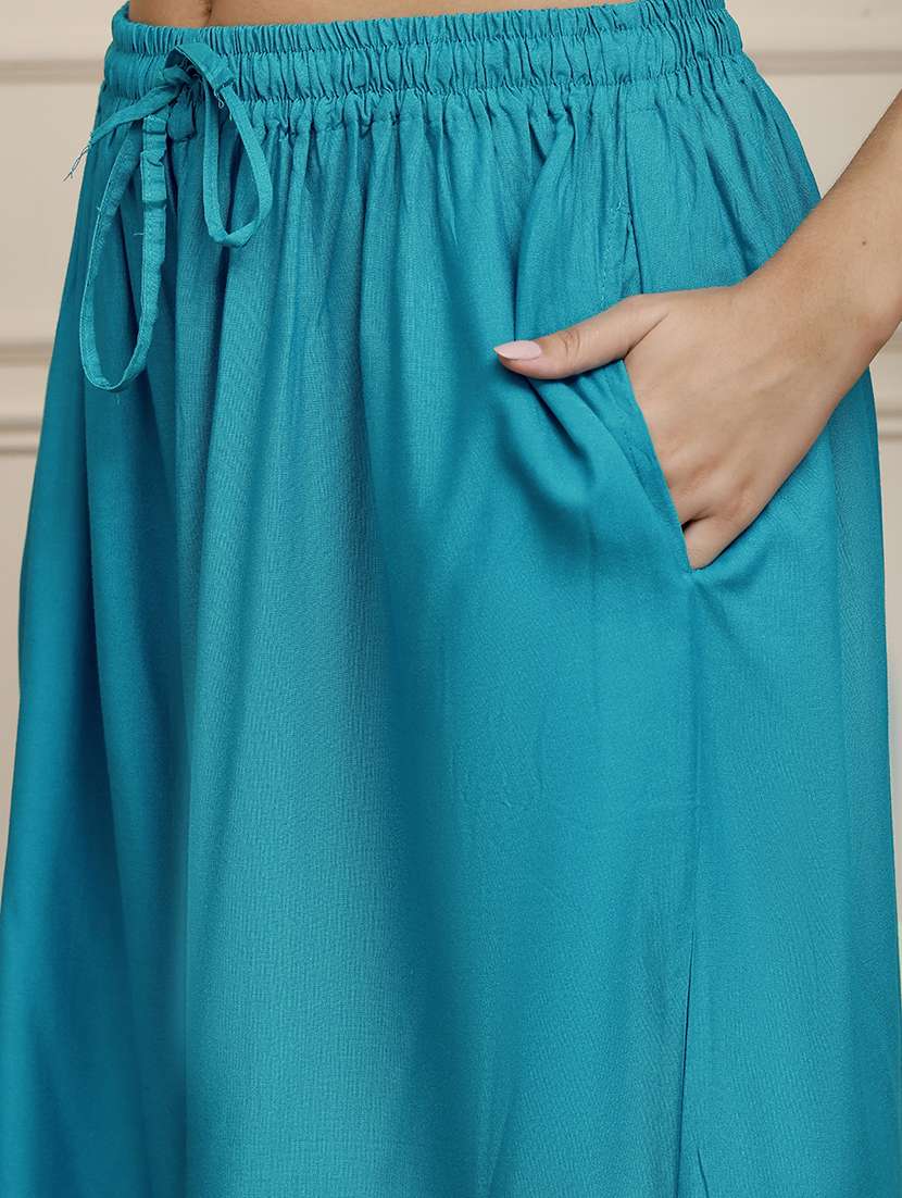women pack of 2 solid high rise flared palazzo - 22092405 - Standard Image - 4