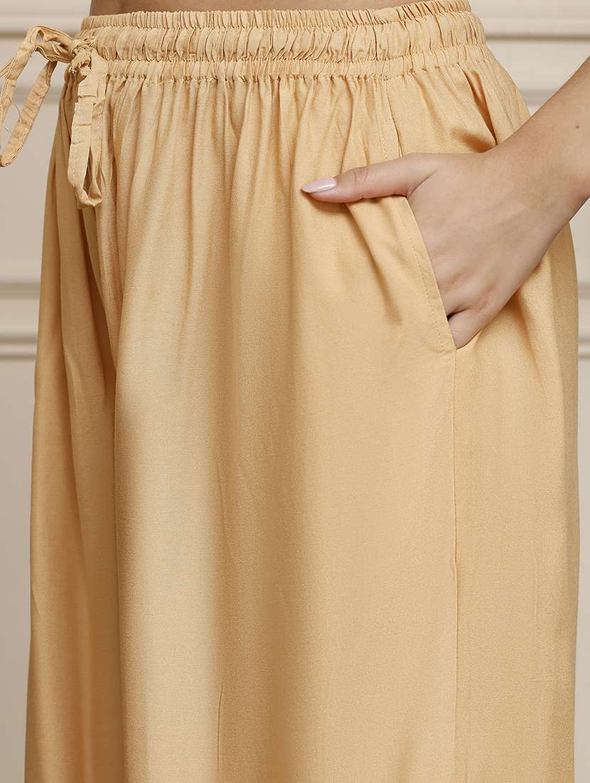 women pack of 2 solid high rise flared palazzo - 22092430 -  Standard Image - 4