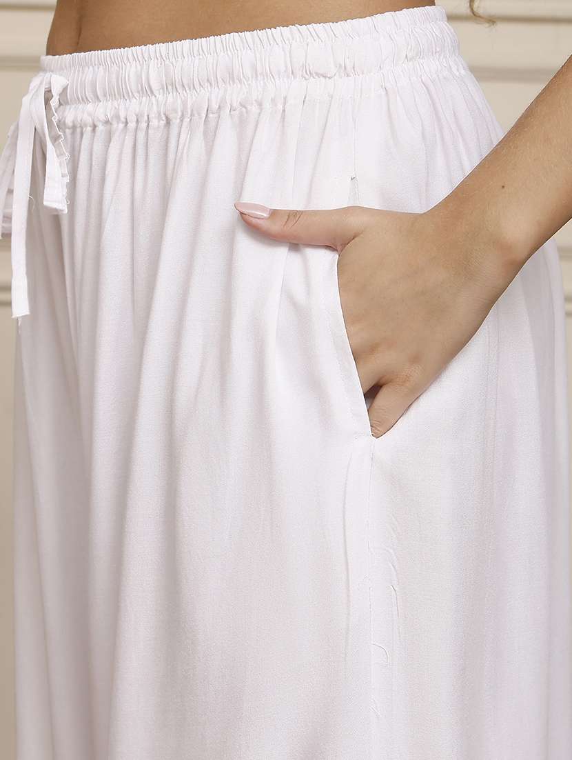 women pack of 2 solid high rise flared palazzo - 22092441 -  Standard Image - 4