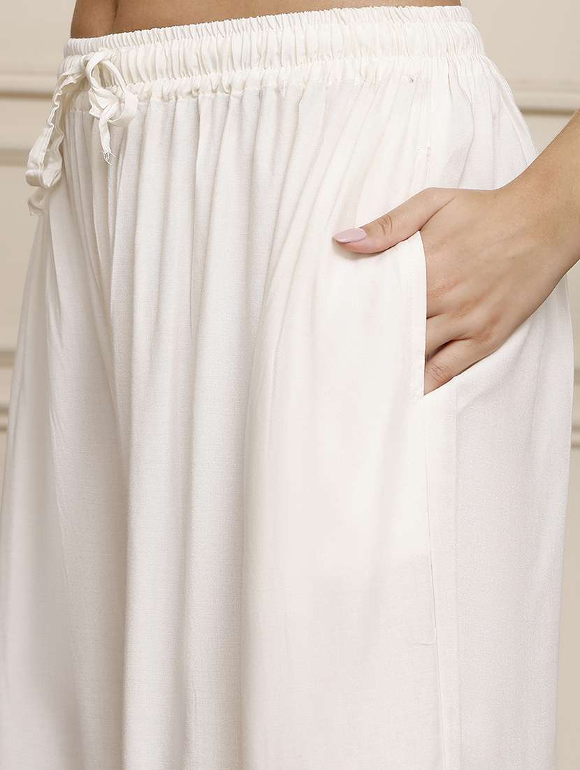 women pack of 2 solid mid rise flared palazzo - 22092453 -  Standard Image - 4