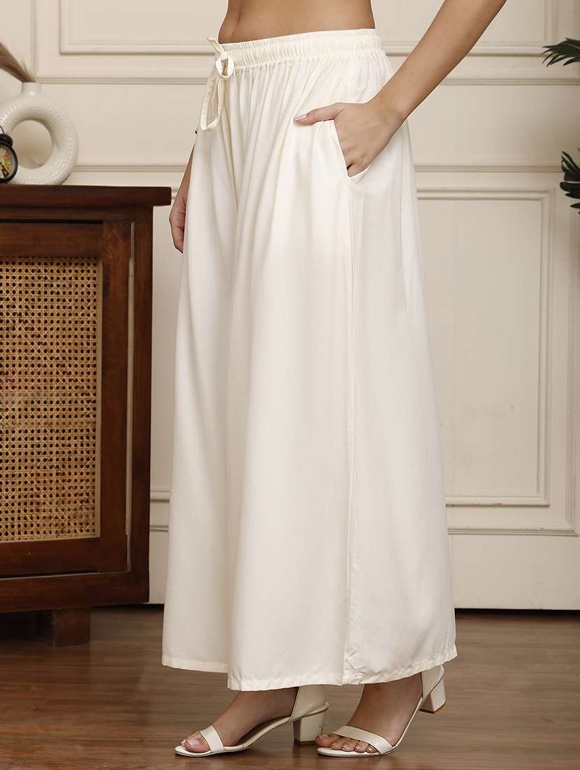 women pack of 2 solid mid rise flared palazzo - 22092473 -  Standard Image - 1