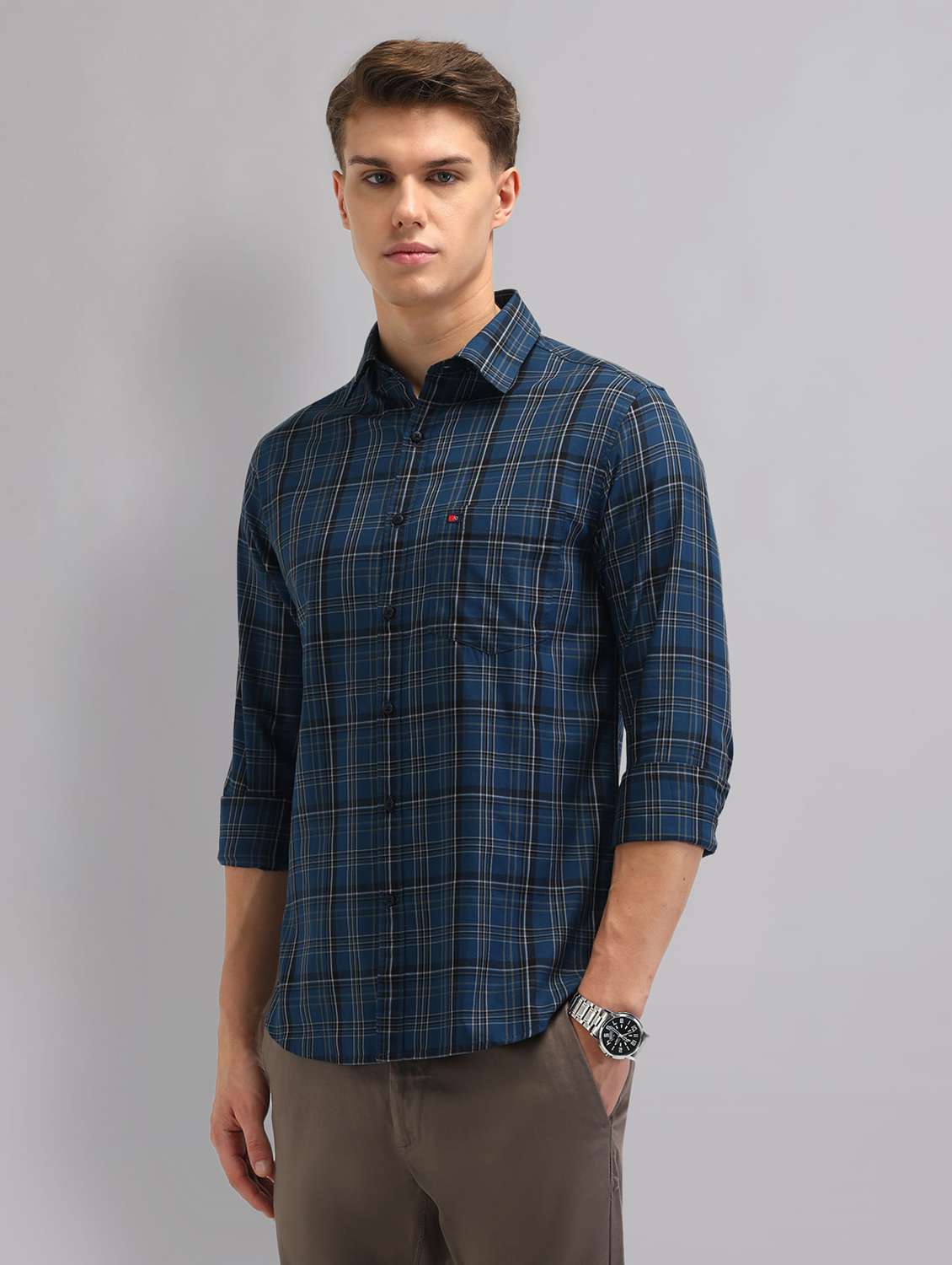 men checkered long sleeve regular fit casual shirt - 22092476 -  Standard Image - 1