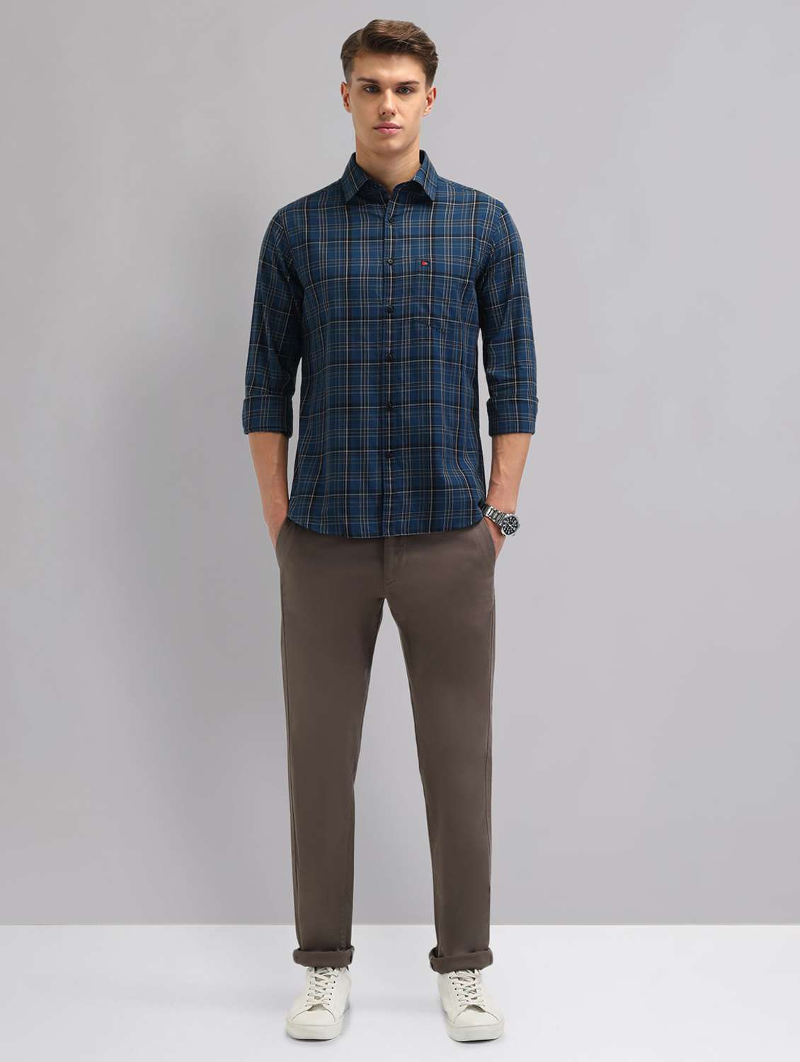 men checkered long sleeve regular fit casual shirt - 22092476 -  Standard Image - 4