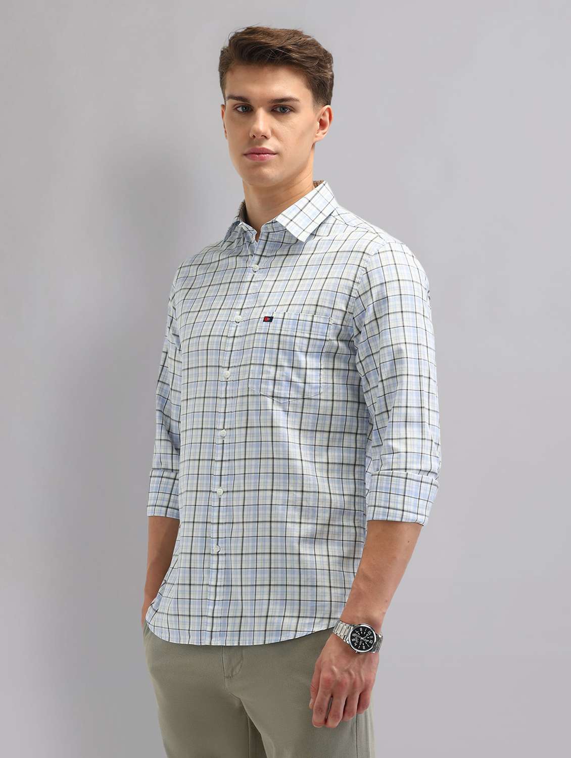 men checkered long sleeve regular fit casual shirt - 22092477 -  Standard Image - 1