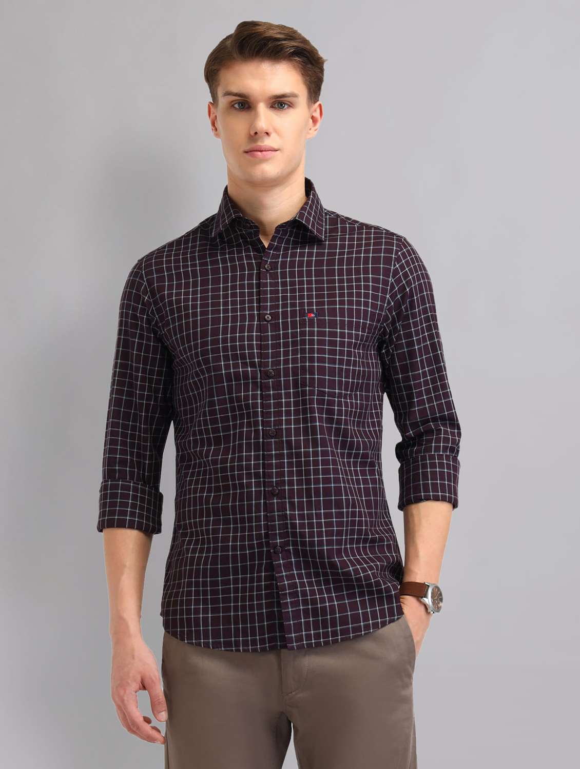men checkered long sleeve regular fit casual shirt - 22092478 -  Standard Image - 1