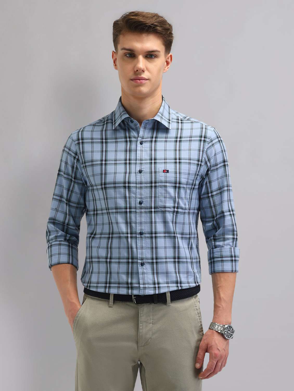 men checkered long sleeve regular fit casual shirt - 22092479 -  Standard Image - 1
