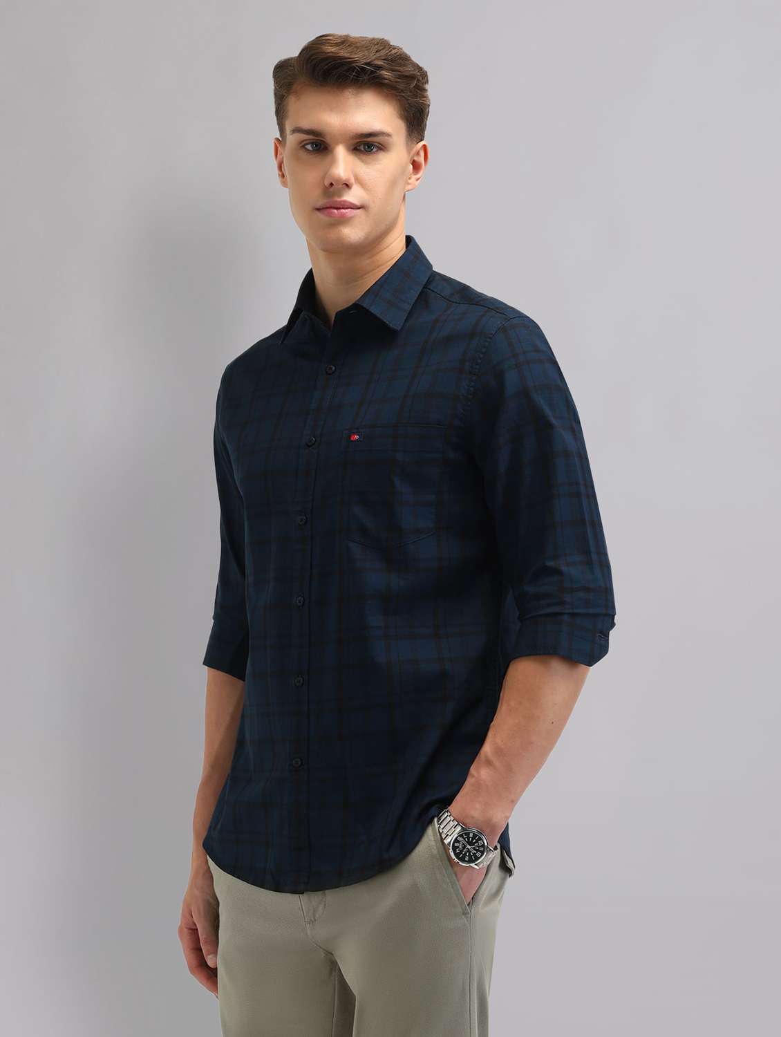 men checkered long sleeve regular fit casual shirt - 22092480 -  Standard Image - 1