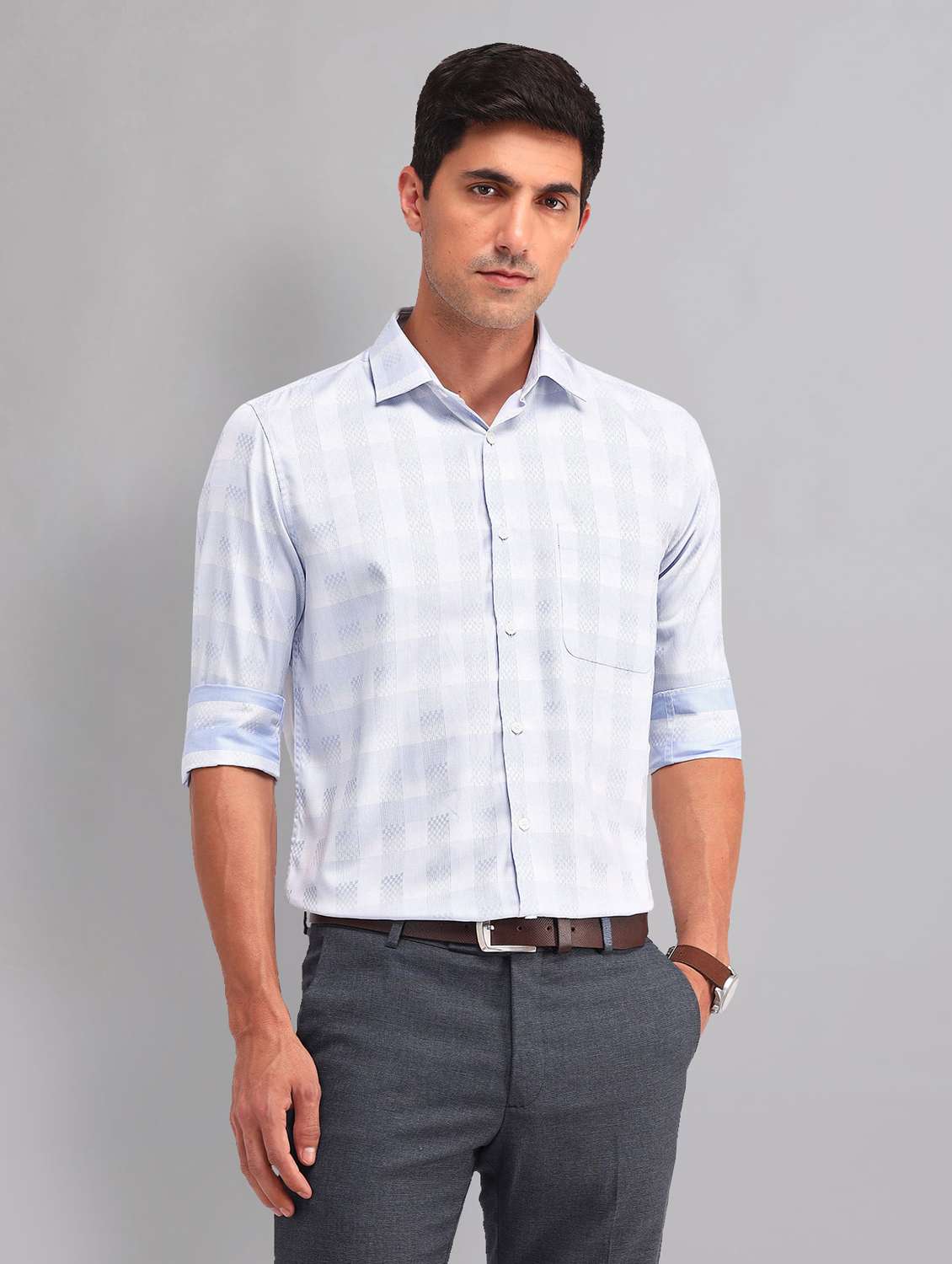 men checkered long sleeve regular fit casual shirt - 22092481 -  Standard Image - 1