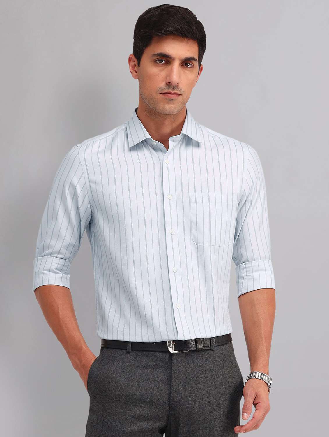 men striped long sleeve regular fit casual shirt - 22092482 - Standard Image - 1