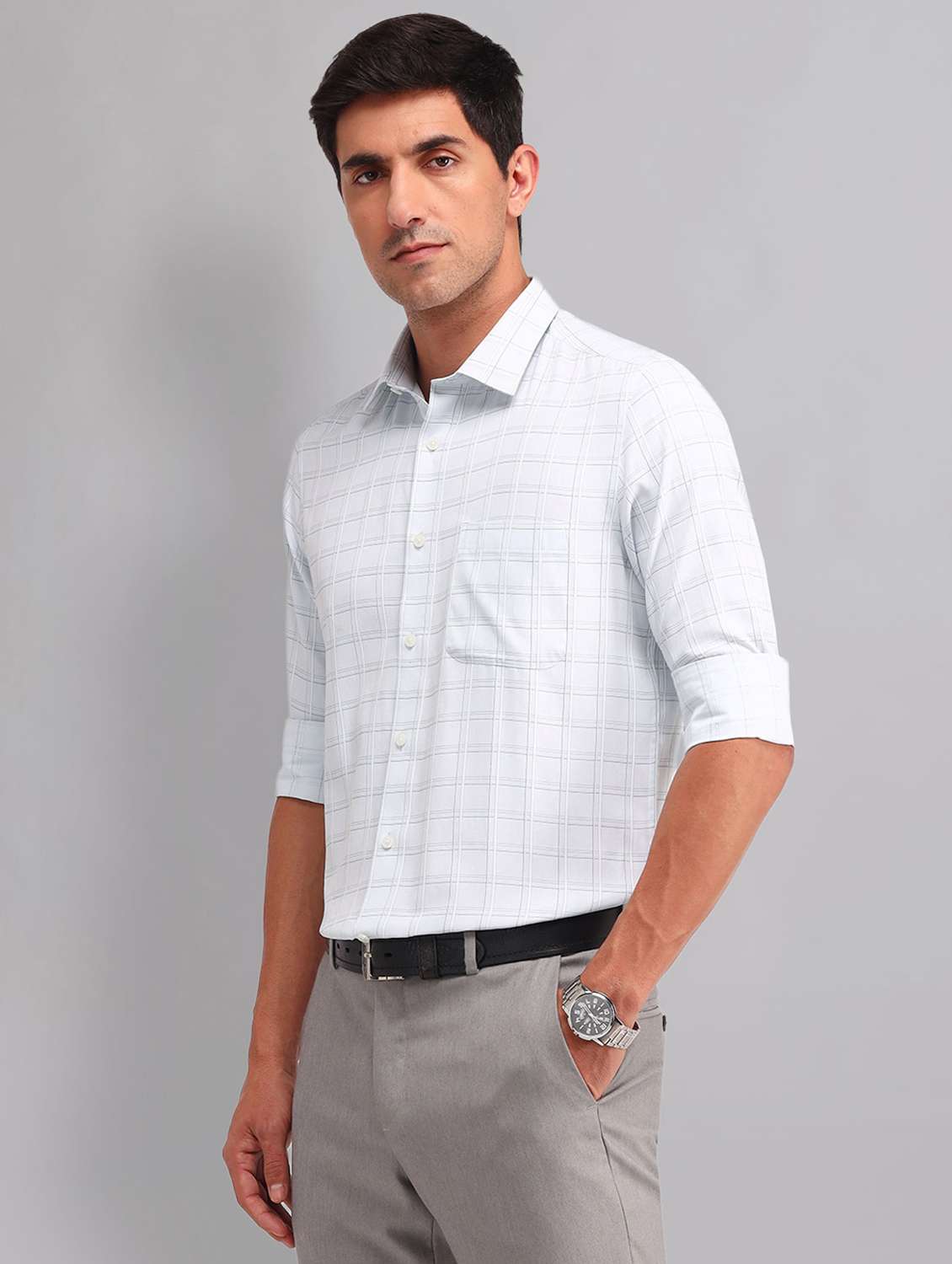 men checkered long sleeve regular fit casual shirt - 22092484 - Standard Image - 1