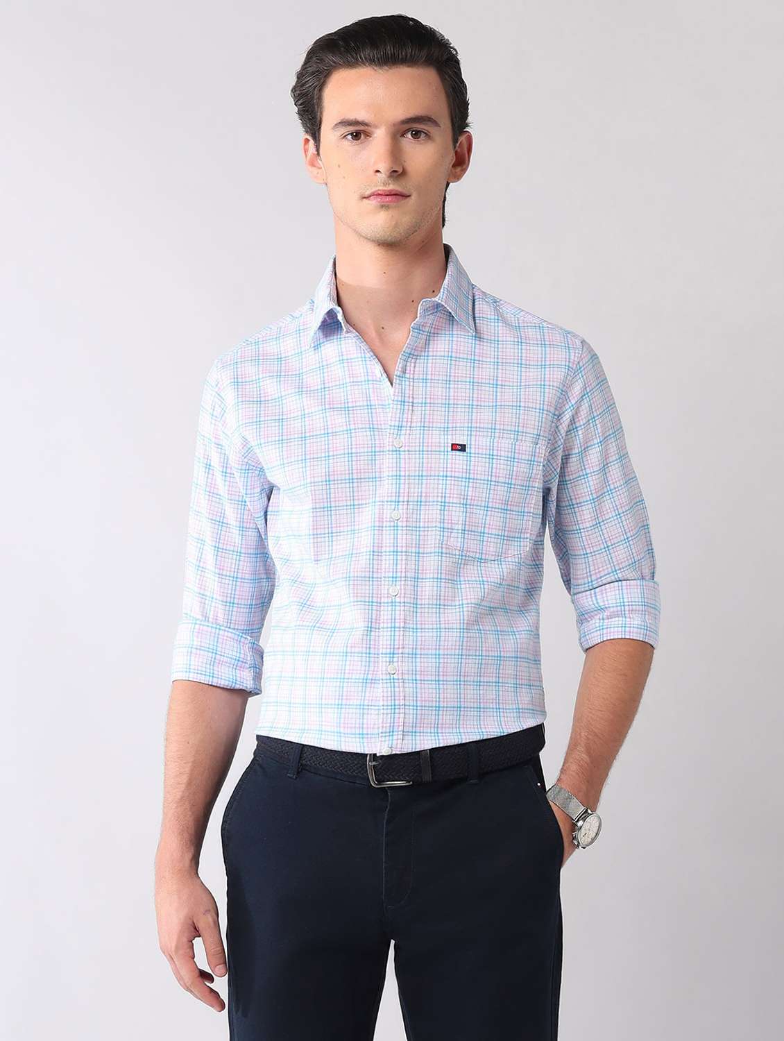 men striped long sleeve regular fit casual shirt - 22092486 - Zoom Image - 0