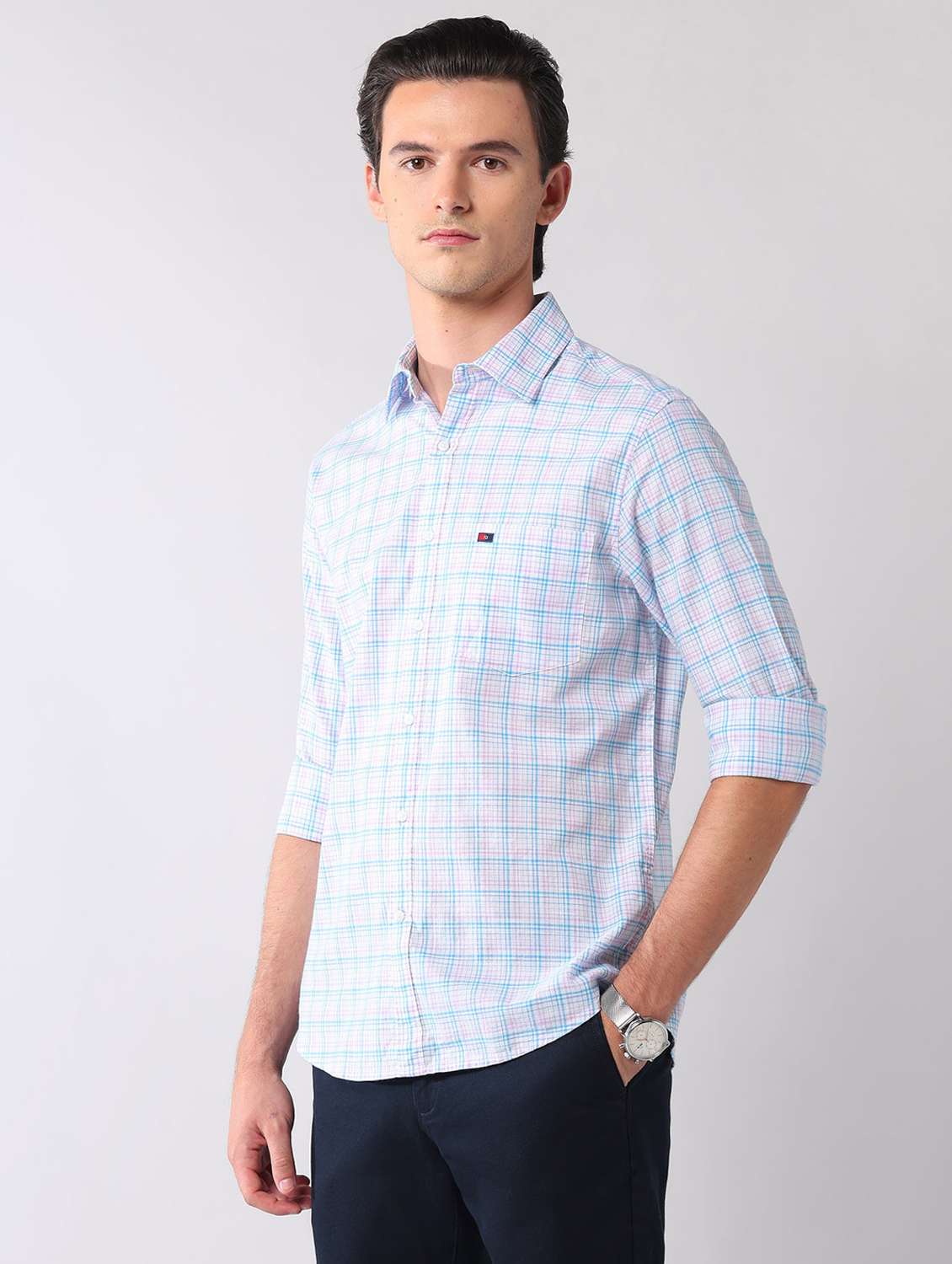 men striped long sleeve regular fit casual shirt - 22092486 - Standard Image - 1