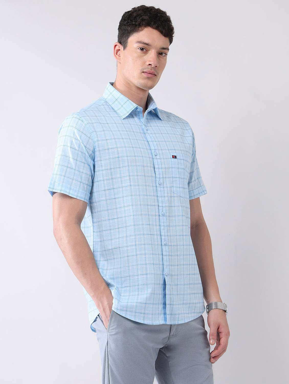men checkered short sleeve regular fit casual shirt - 22092488 - Standard Image - 1