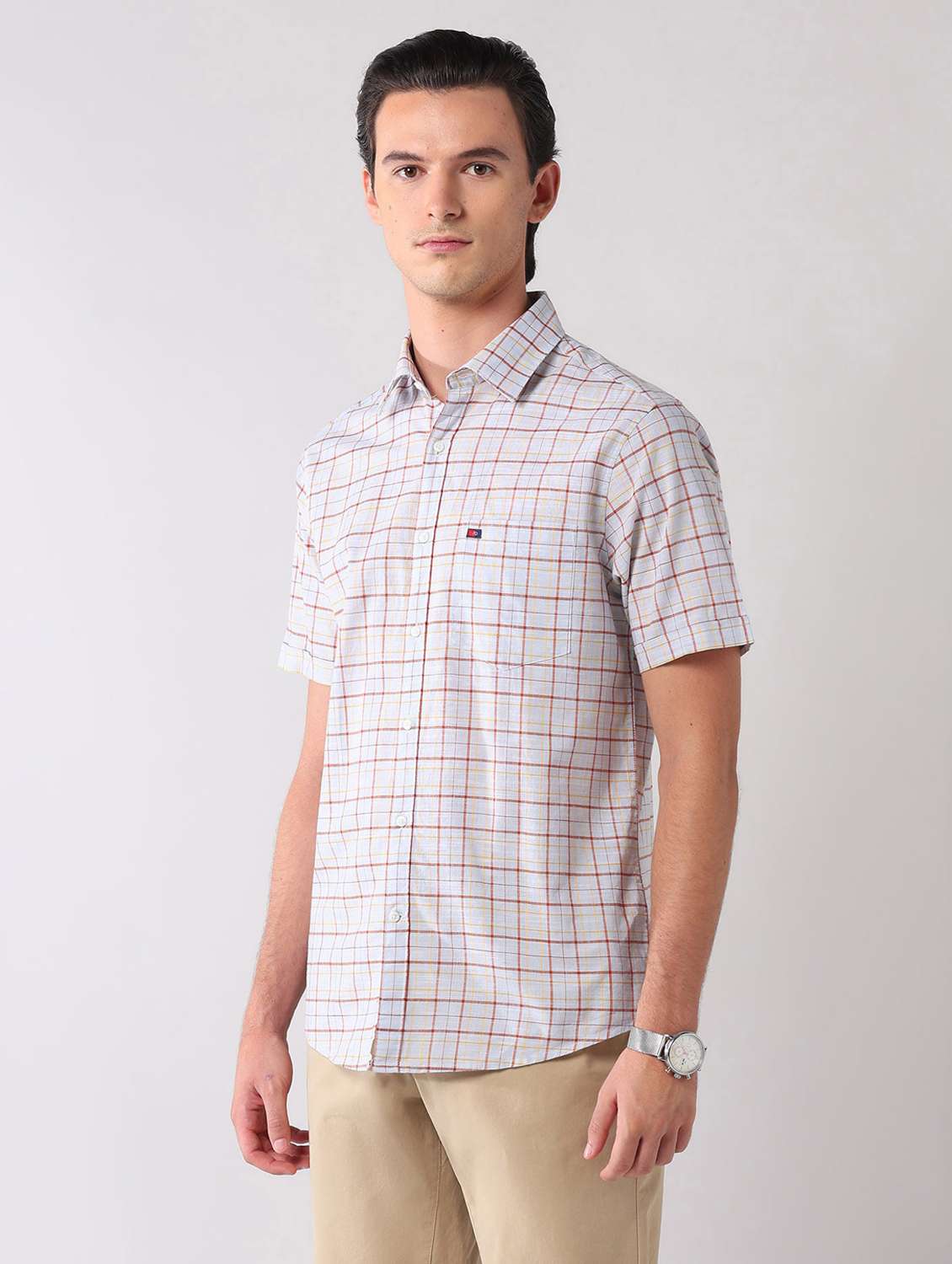 men checkered short sleeve regular fit casual shirt - 22092489 -  Standard Image - 1