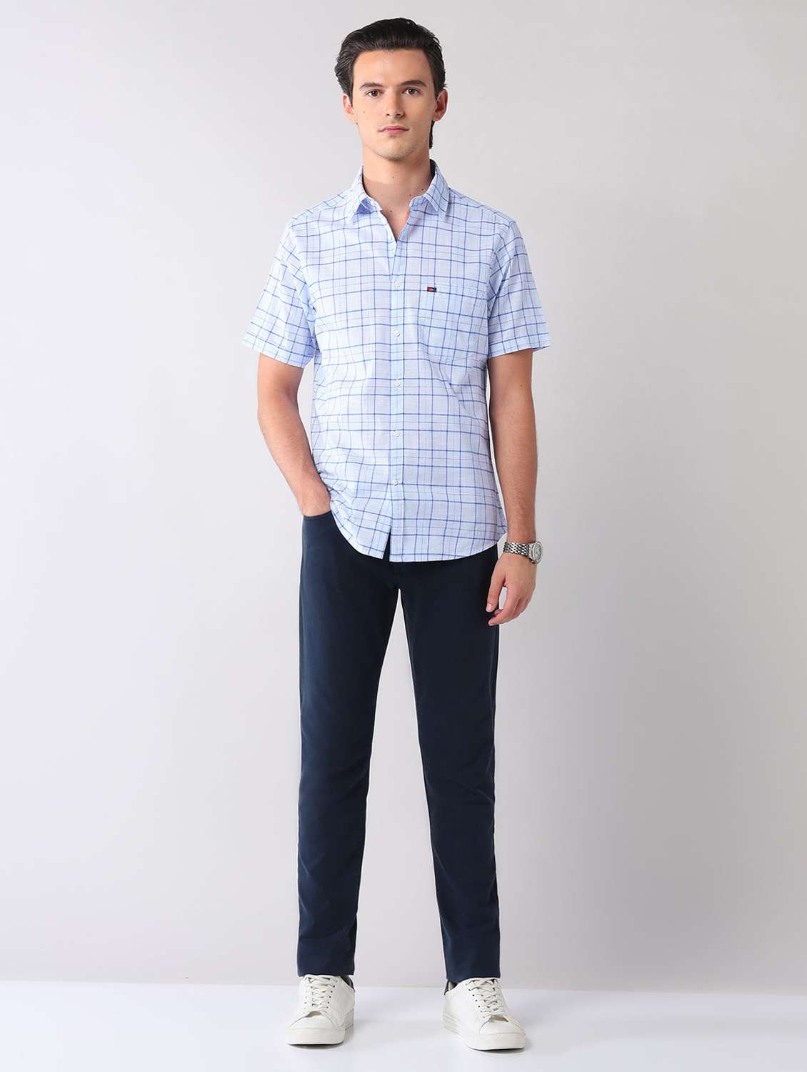 men checkered short sleeve regular fit casual shirt - 22092490 -  Standard Image - 4