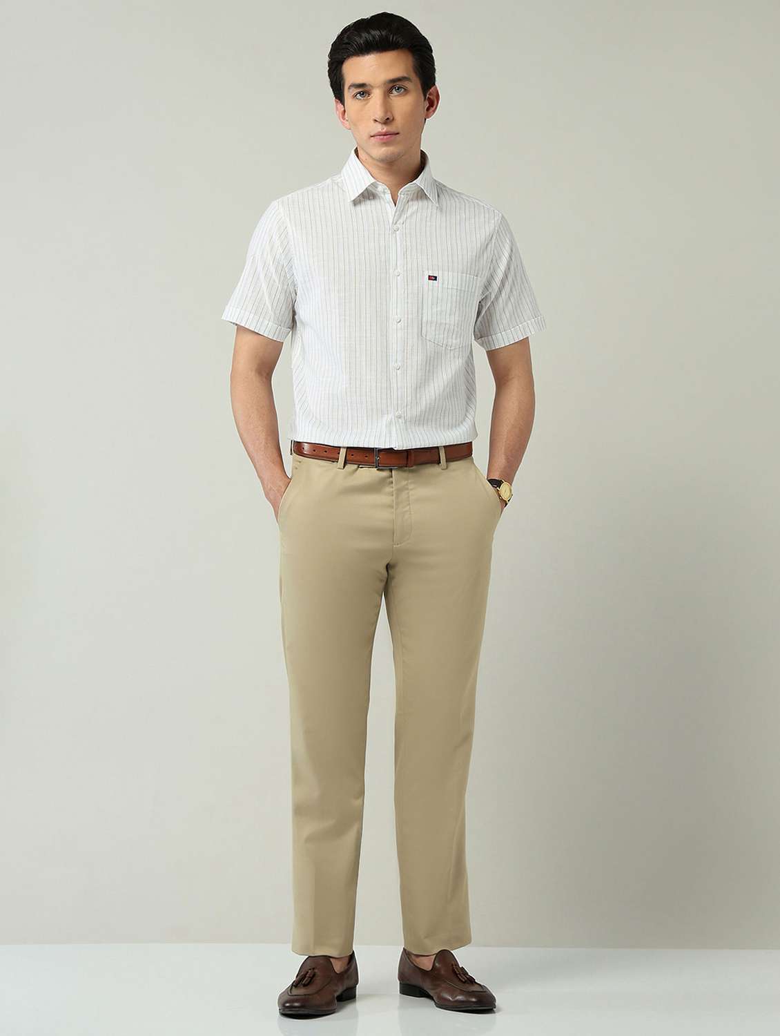 men striped short sleeve regular fit casual shirt - 22092491 - Standard Image - 4