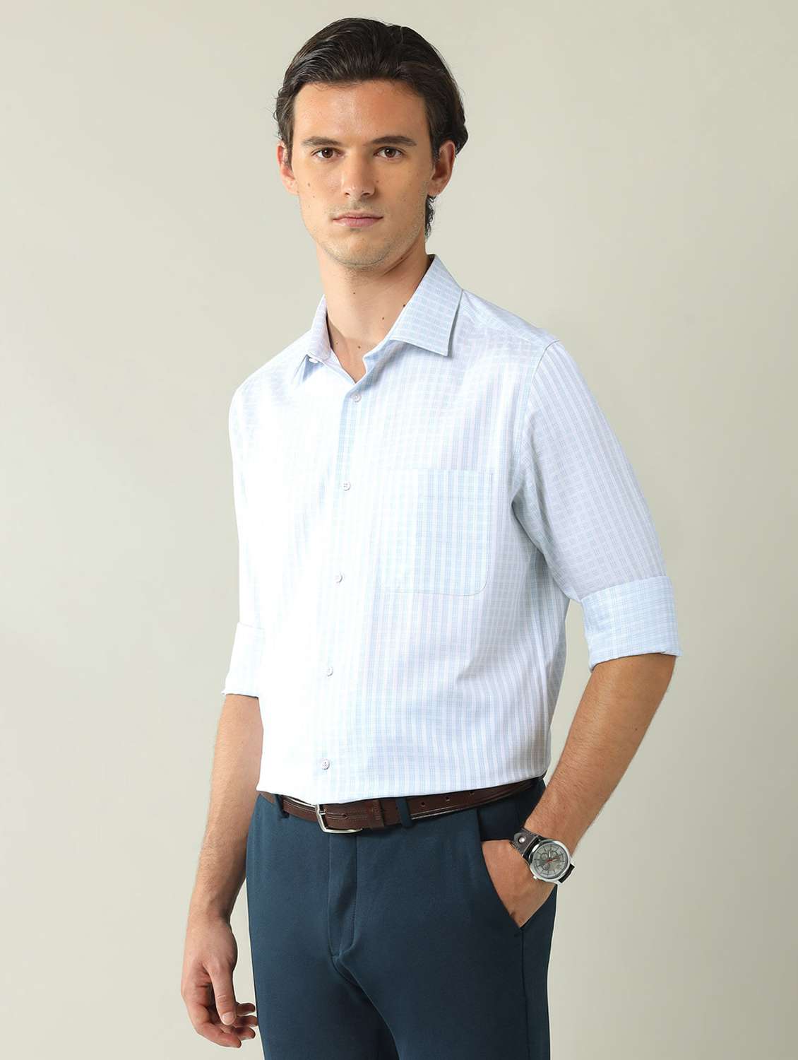 men checkered long sleeve regular fit formal shirt - 22092505 -  Standard Image - 1