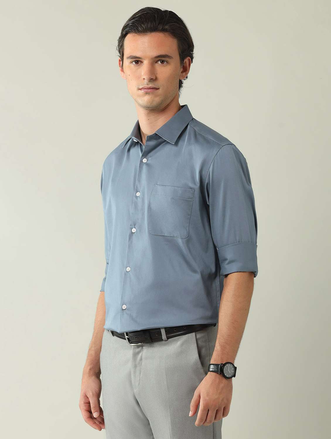 men solid long sleeve regular fit formal shirt - 22092507 - Standard Image - 1