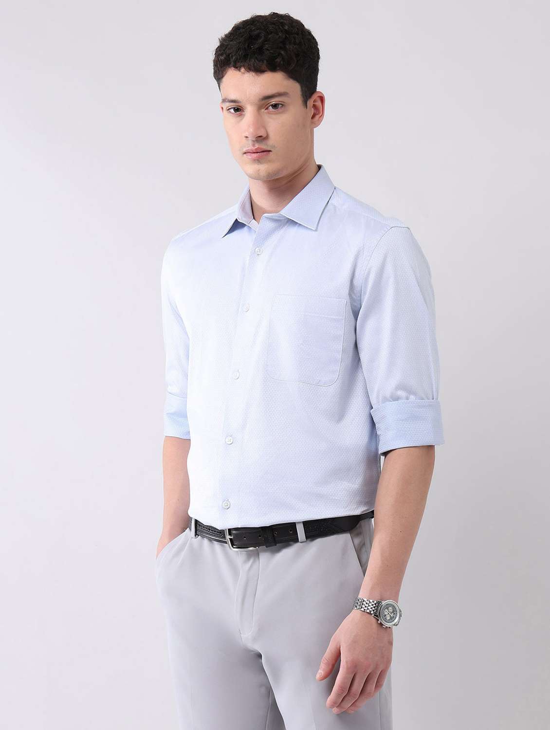 men self design long sleeve regular fit formal shirt - 22092508 - Standard Image - 1