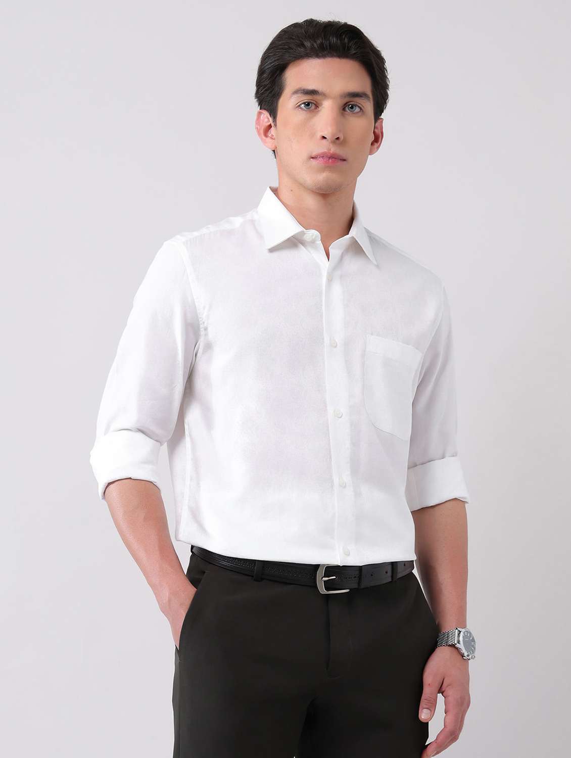 men self design long sleeve regular fit formal shirt - 22092513 - Standard Image - 1
