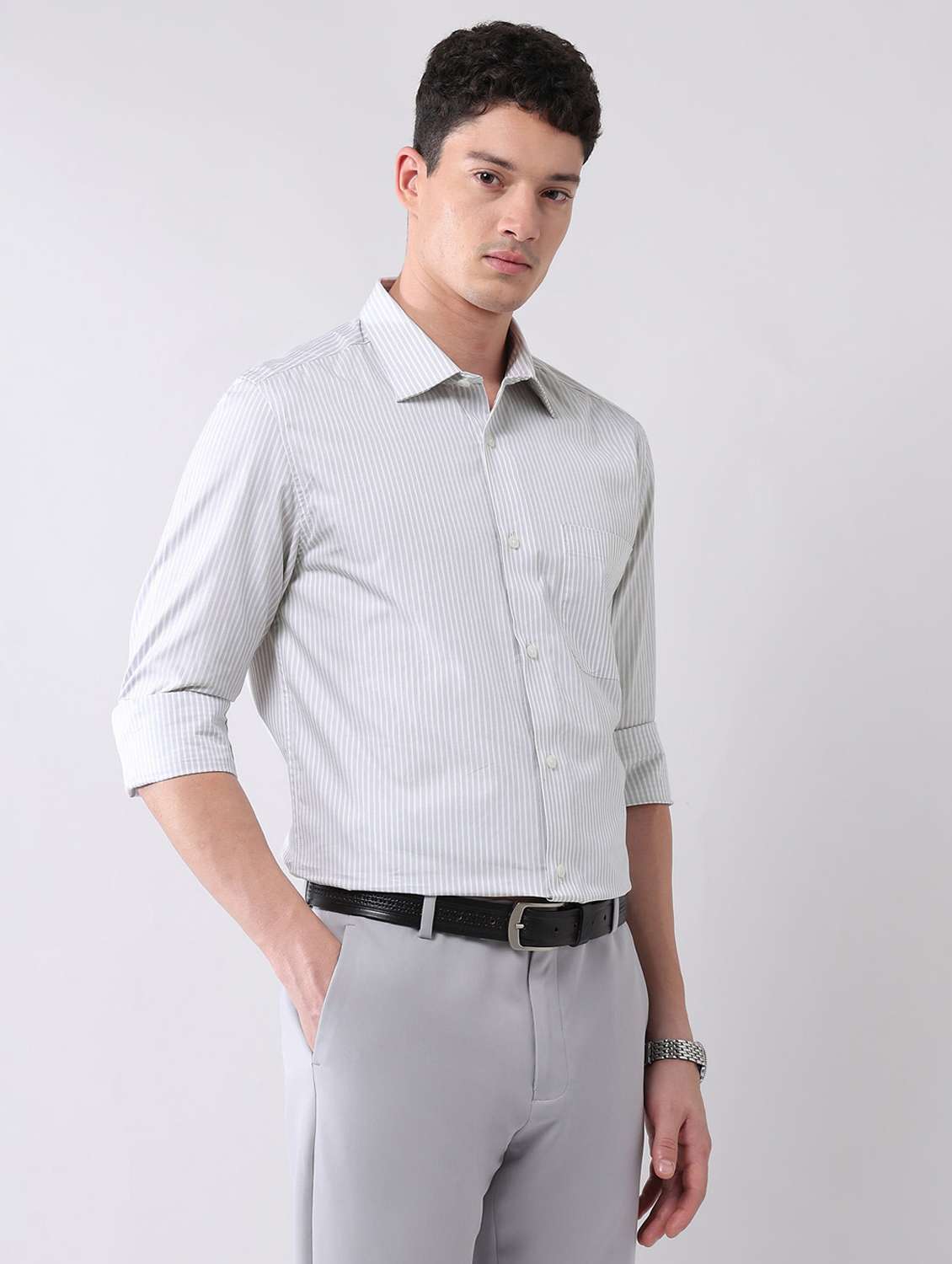men striped long sleeve regular fit formal shirt - 22092514 -  Standard Image - 1