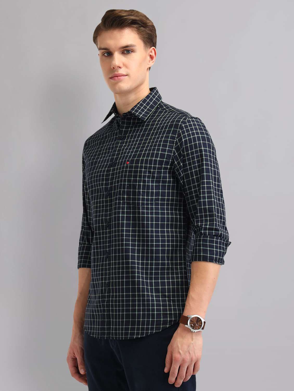 men checkered long sleeve regular fit casual shirt - 22092517 - Standard Image - 1