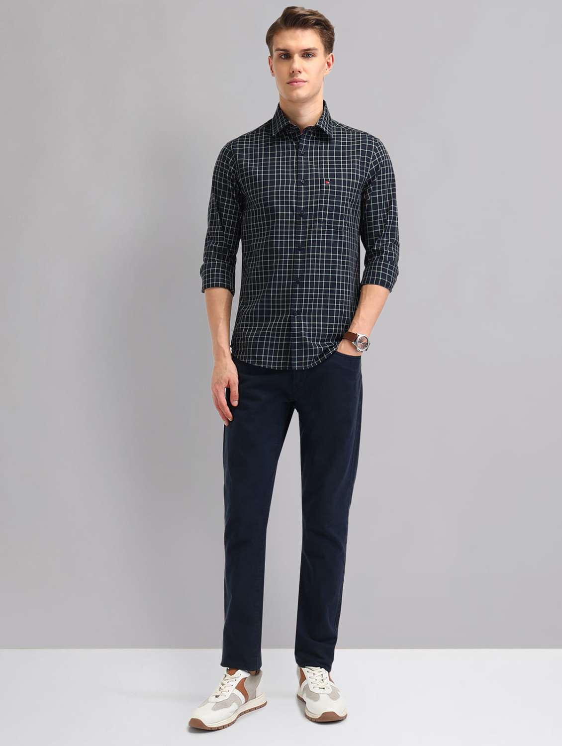 men checkered long sleeve regular fit casual shirt - 22092517 - Standard Image - 4