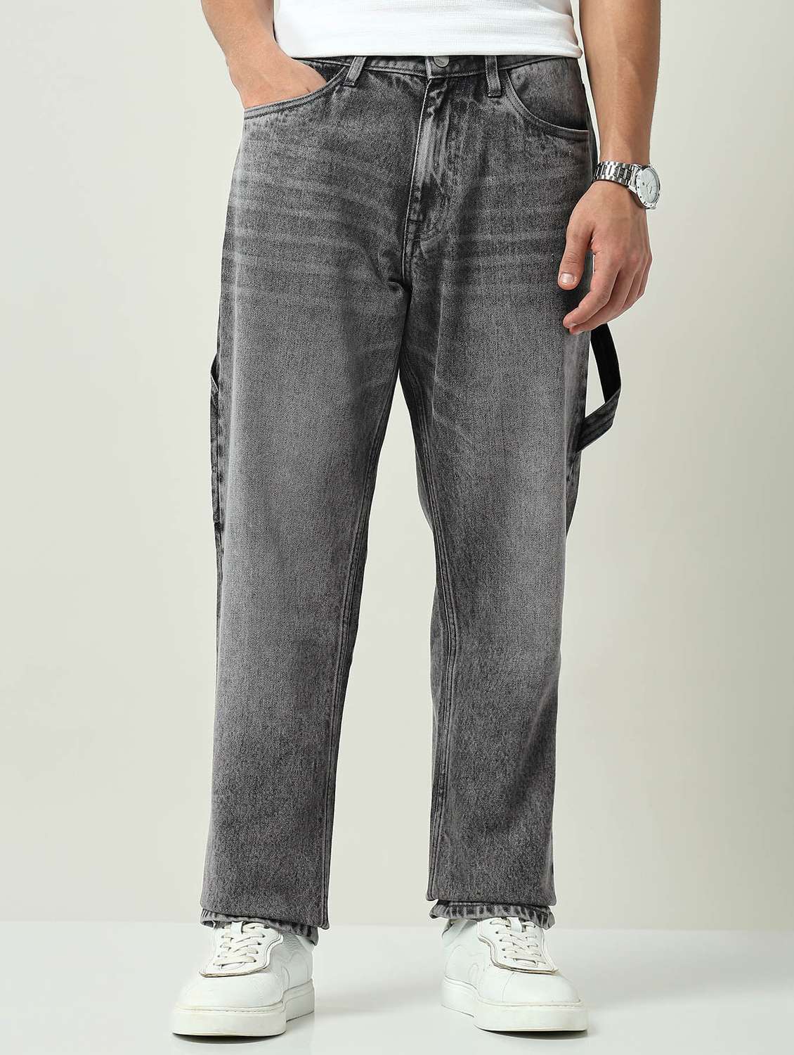 men washed mid rise full length jeans - 22092536 - Standard Image - 1